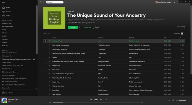 Ancestry.comのSpotifyプレイリスト。