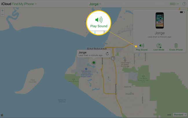 Tocar som em Find My iPhone através do site iCloud