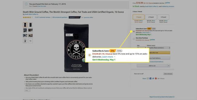 L'option d'achat « S'abonner et économiser » sur Amazon