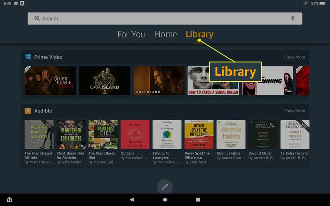 Amazon Library on Fire Tablet