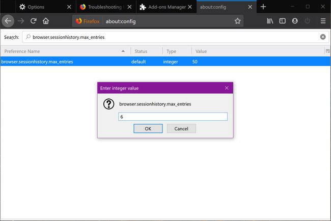 Reducir el historial de sesiones en Firefox