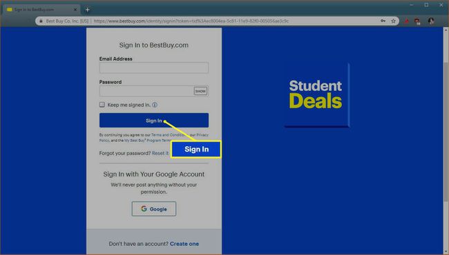 Logowanie do portalu Best Buy Student Deals