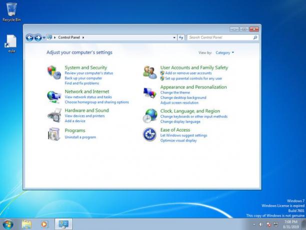 Panel de control de Windows 7