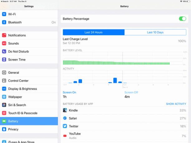 อายุการใช้งานแบตเตอรี่บน iPad