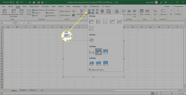 Auswählen eines Diagramms in Excel