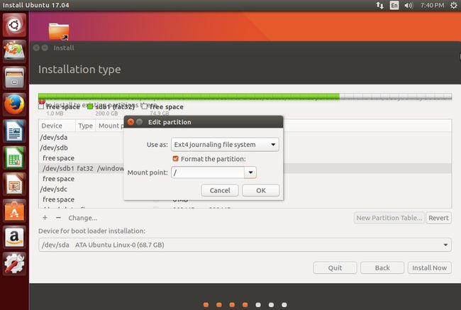 De schijven partitioneren voor het installeren van Ubuntu