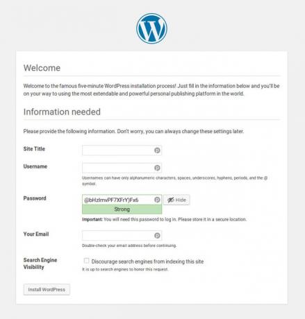 Веб-установщик Wordpress.