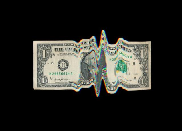 Amerikaanse dollarbiljet met glitch-effect