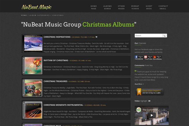 Sitio web de NuBeat Music para álbumes navideños originales y gratuitos 