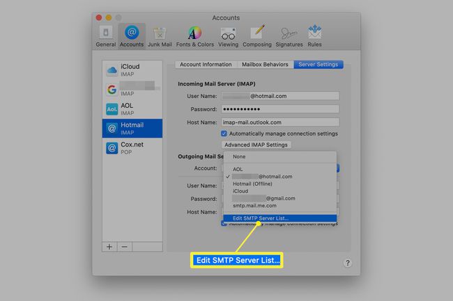 Lista de servidores de correio de saída para Mac Mail