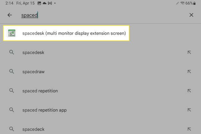 Spacedesk-appen fremhævet i Google Plays søgeresultater.