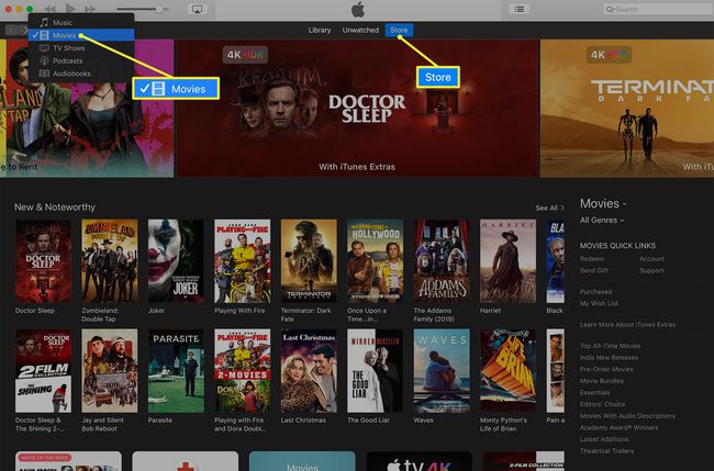 iTunes Movies -näyttö