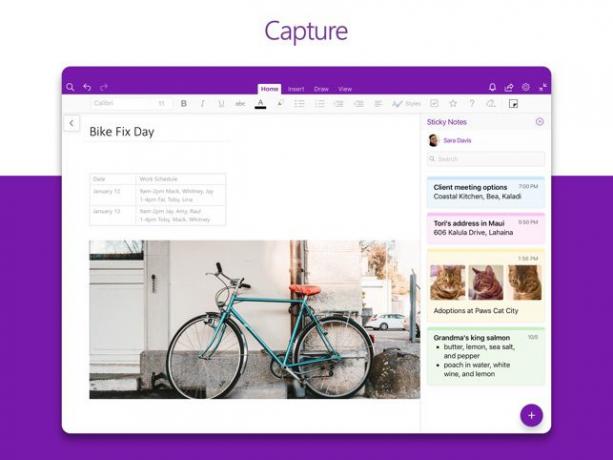 Microsoft OneNote auf einem IPad mit Fahrrad und anderen Notizen