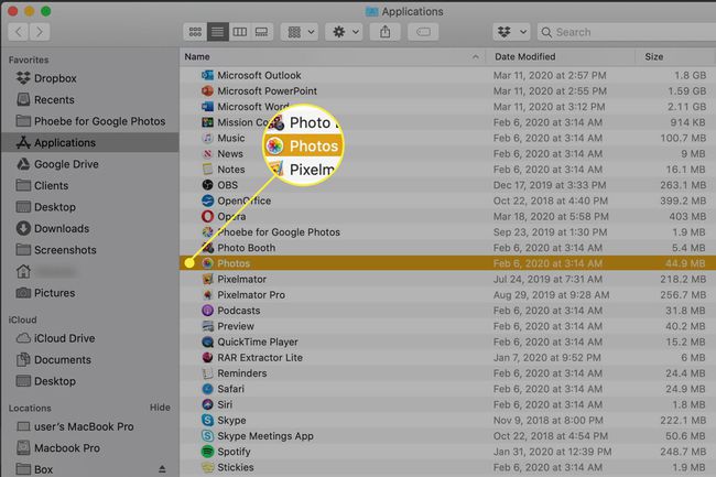 Fotografie aplikace macOS Finder