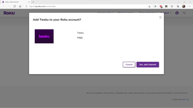 Sí, agregue el canal resaltado en el sitio web de Roku.