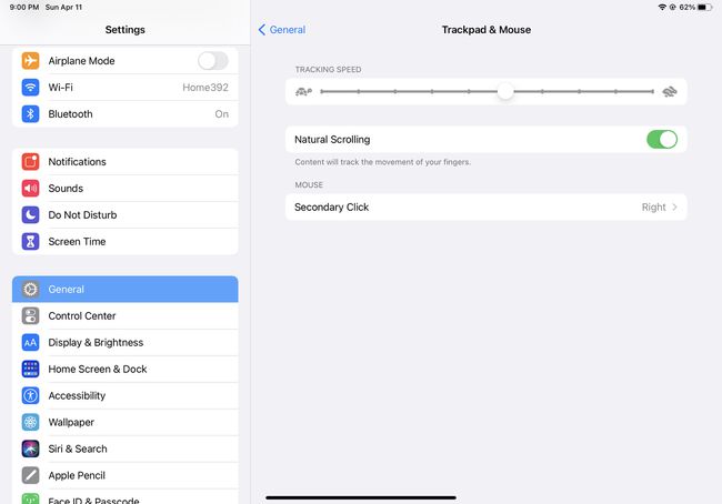 iPadのマウス追跡速度設定のスクリーンショット