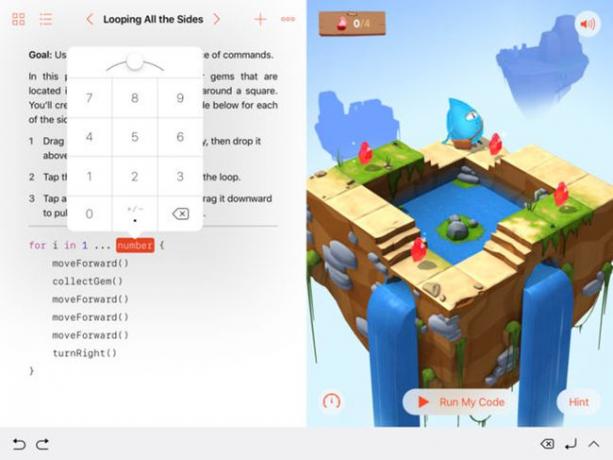 Brezplačna igra kodiranja Swift Playgrounds na iPadu