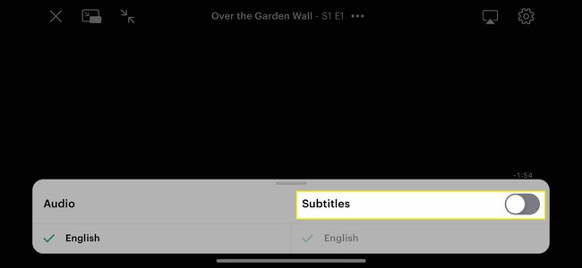 A Feliratok kapcsolója az iOS-hez készült Hulu alkalmazásban
