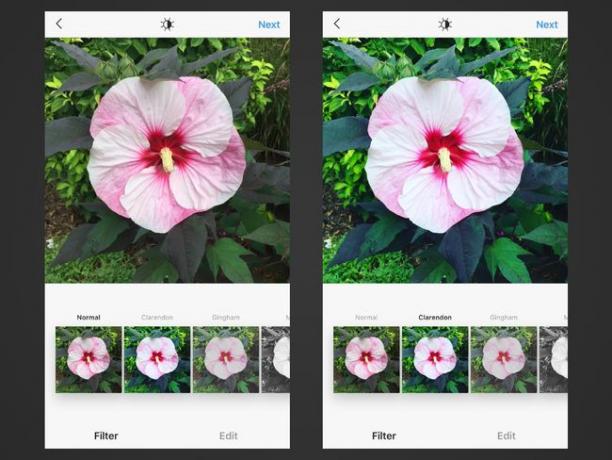 Две екранни снимки на Instagram за iOS