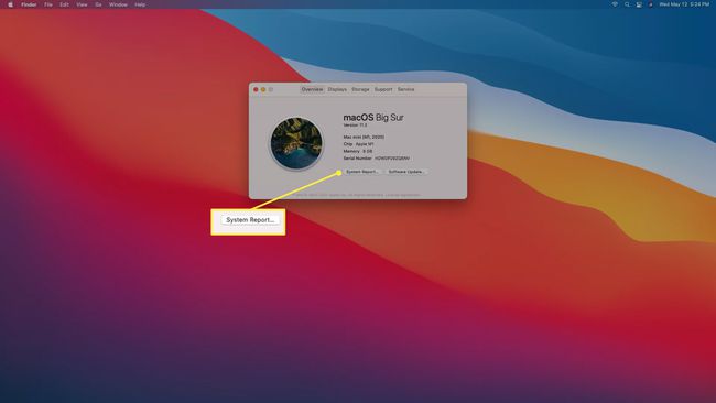 Informe del sistema resaltado en Acerca de esta Mac.
