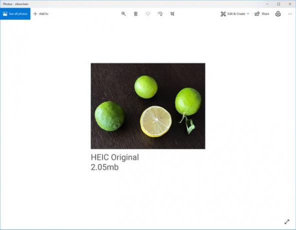 Okno Windows Photo Preview zobrazující soubor obrázku HEIC