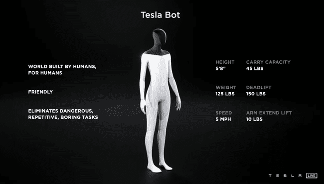 Tesla Boti tehnilised andmed