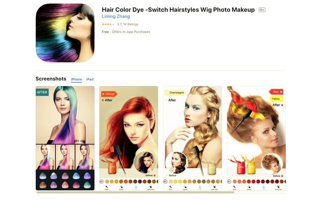 Aplikace Hair Color Dye pro iOS