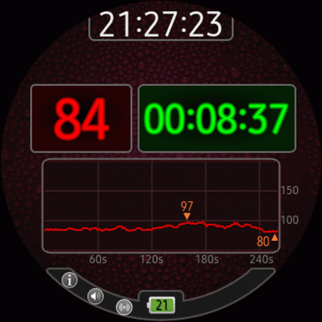 Heart Rate Graphic Galaxy Watch uygulamasının ekran görüntüsü.