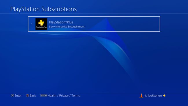 Et skjermbilde av PlayStation-abonnementer på PS4.