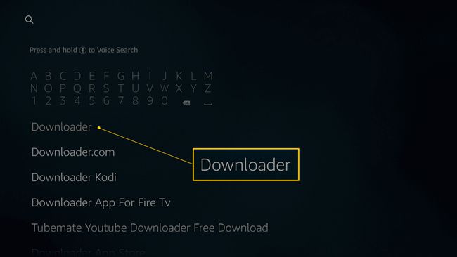 Wyszukiwanie programu do pobierania na stronie wyszukiwania Fire TV