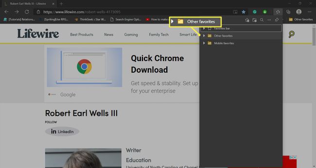 Carpeta Otros favoritos en Favoritos de Microsoft Edge