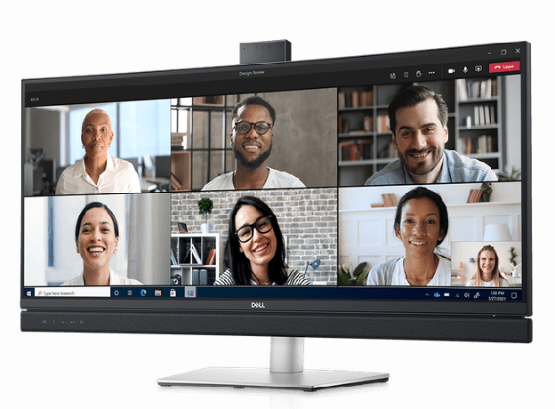 디스플레이에 MS Teams 회의가 있는 Dell의 새로운 화상 회의 모니터
