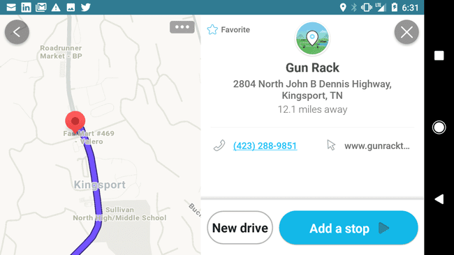 Wazeルート情報のスクリーンショット