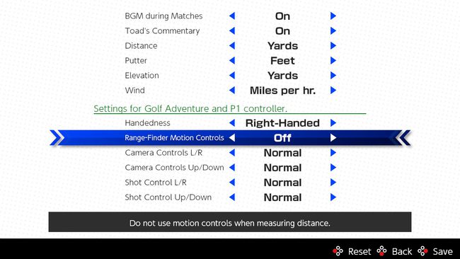 Controles de movimento desativados em Mario Golf no Switch.