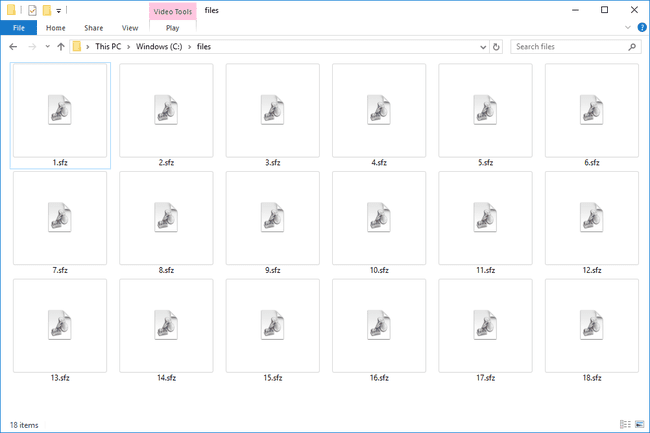 Tangkapan layar beberapa file SFZ di Windows 10