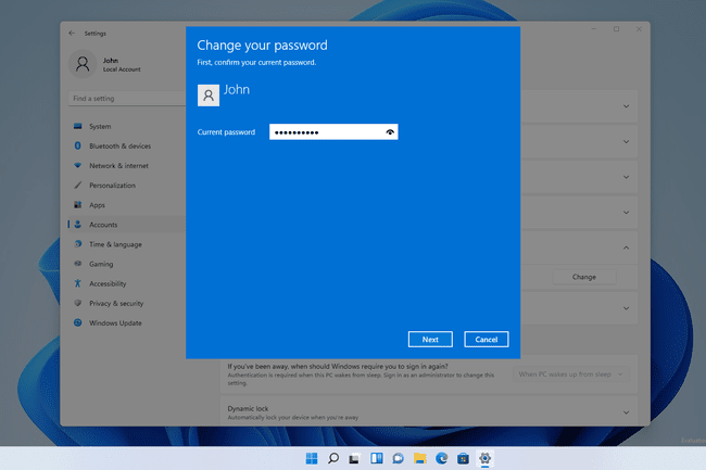 Windows 11 şifrenizi değiştirin ekranı