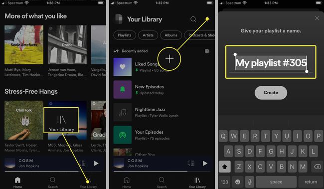 SpotifyiOSアプリが新しいプレイリスト001を作成します