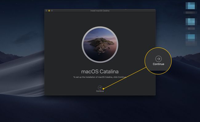 MacOSCatalinaのインストールの[続行]ボタン