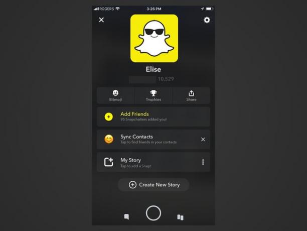 O captură de ecran a aplicației Snapchat.