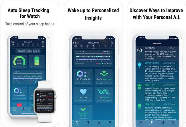 SleepWatch automātiskā miega izsekošana Apple Watch lietotnes ekrānuzņēmums