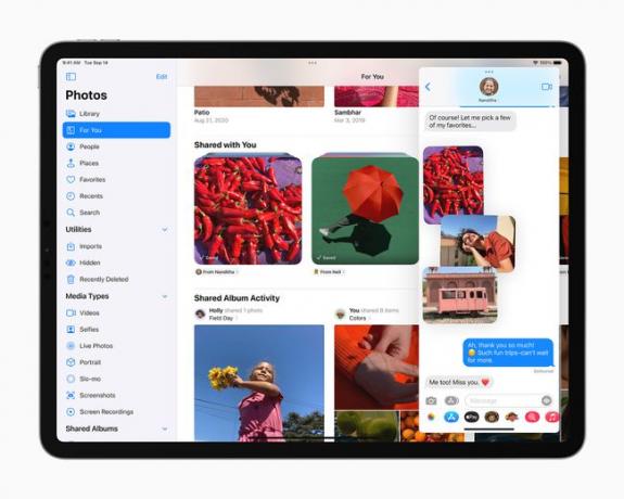 Abschnitt „Mit dir geteilt“ in der Fotos-App in iPadOS 15