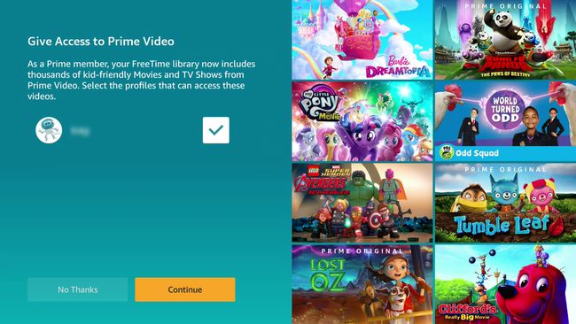 Zrzut ekranu ekranu dostępu do Prime Video dla FreeTime.