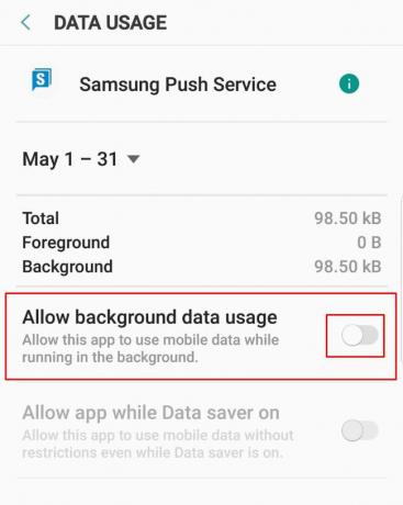 Kuinka poistaa datan käyttö käytöstä Samsung Push Servicestä