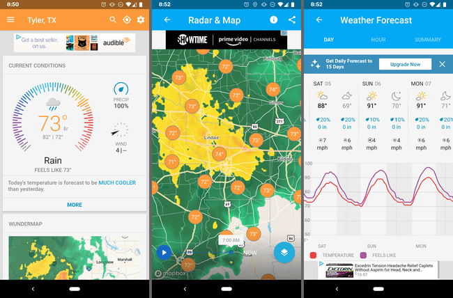 Aplikace Weather Underground pro Android