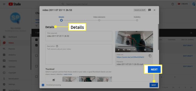 YouTube Studio - Voer videodetails in