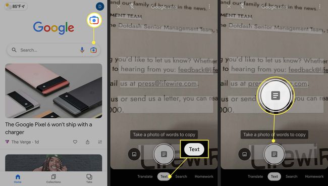 Aufnehmen von Text mit Google Lens