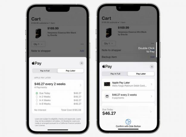 Apple Pay Laterインターフェイスのスクリーンショット