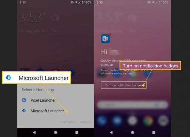 Microsoft Launcher, activați insignele de notificare pe Android