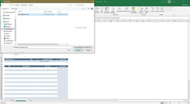 Membuka file database di Excel.