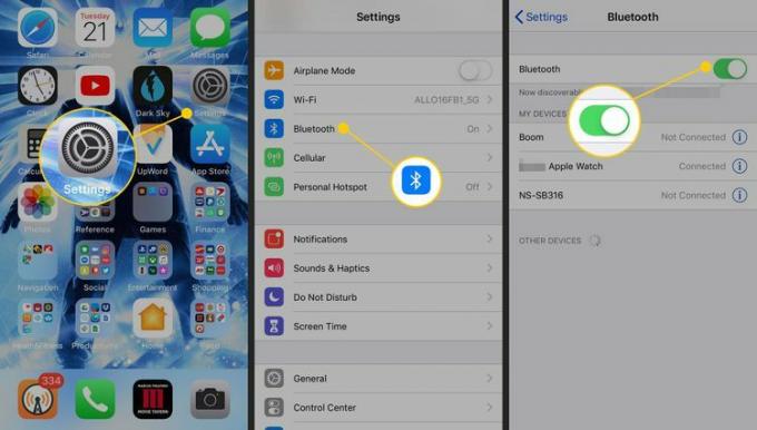 Uključivanje Bluetootha u postavkama na iPhoneu
